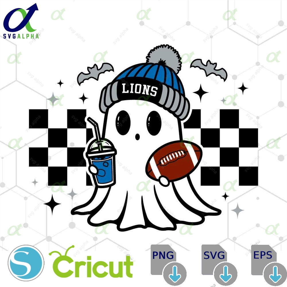 Lions Football Svg Png Cute Ghost Football Svg Lions Football Shirt Halloween Ghost Svg Halloween Football Svg